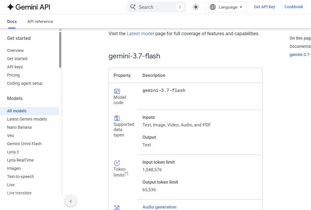 Official Google Gemini 3.7 Flash model card